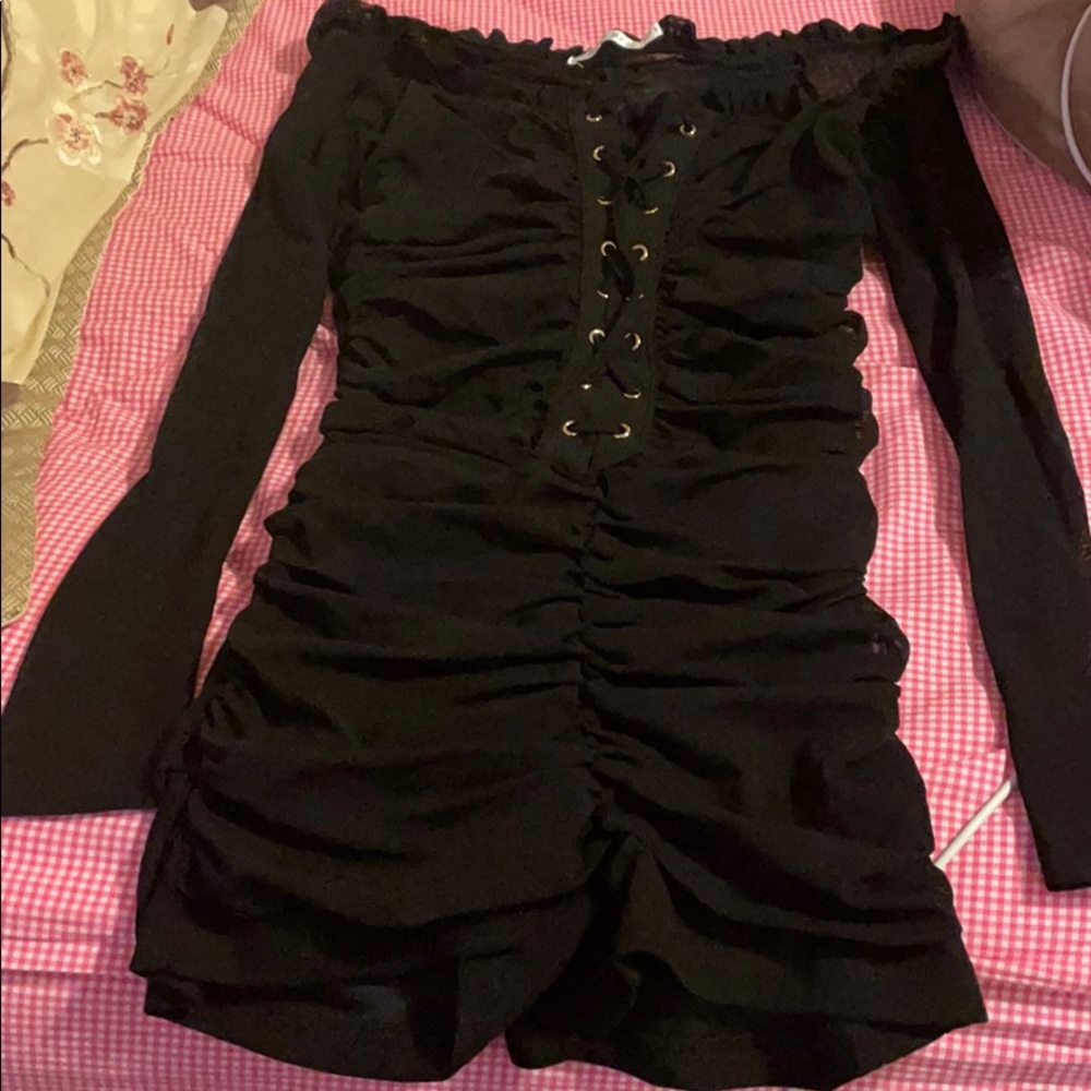 Mesh ruched tie up romper